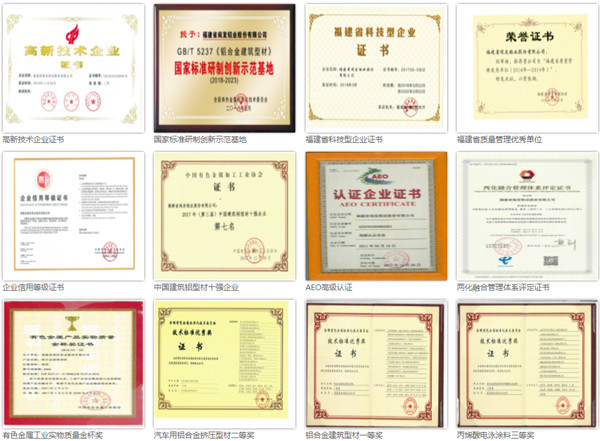 福建省閩發(fā)鋁業(yè)股份有限公司榮譽(yù)證書(shū) 福建省閩發(fā)鋁業(yè)股份有限公司榮譽(yù)證書(shū)